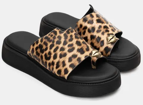 Σανδάλια Flatform με Διακοσμητικό - Animal Print