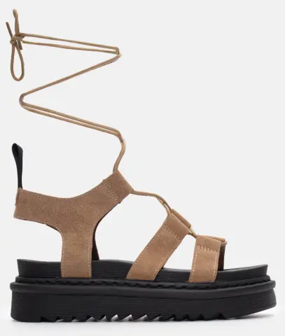 Σανδάλια Flatform με Κορδόνια Lace Up - Χακί