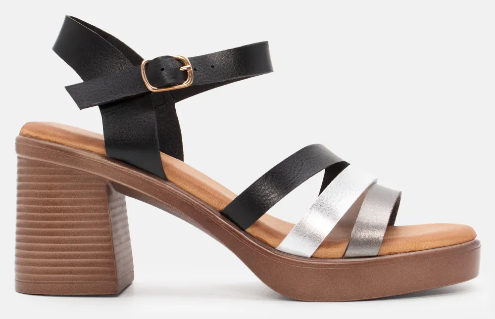 Πλατφόρμες με Λουράκια & Μπαρέτα - Μαύρο