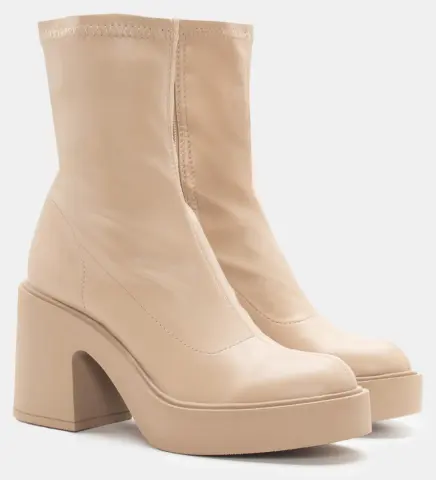 Μποτάκια Platform Κάλτσα - Μπεζ-Σκούρο