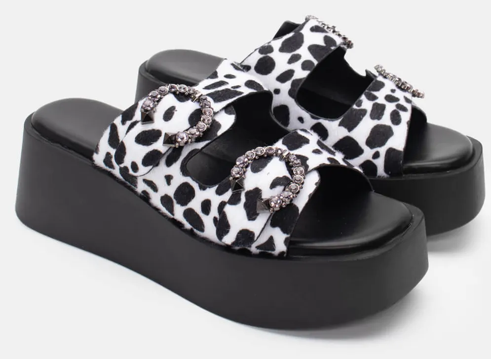 Πλατφόρμες με Τόκες απο Διακοσμητικές Πέτρες - Άσπρο+Μαύρο