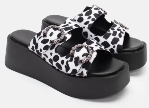 Πλατφόρμες με Τόκες απο Διακοσμητικές Πέτρες - Άσπρο+Μαύρο