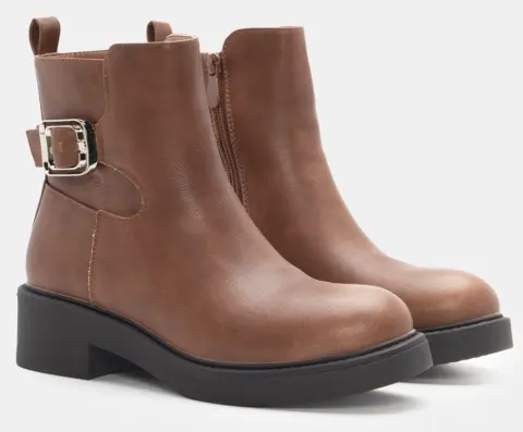 Μποτάκια με Διακοσμητικό Λουράκι - Κάμελ