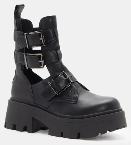 Μποτάκια Δίσολα με Άνοιγμα στο Πλάι - Μαύρο-Ματ