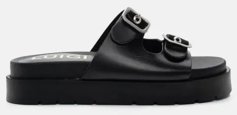 LUIGI DESIGN - Σανδάλια Flatform με Διπλή Τόκα - Μαύρο