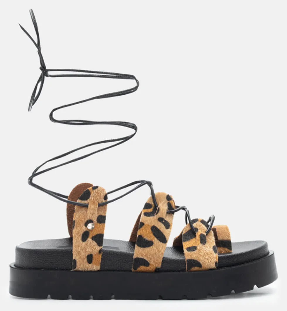 LUIGI DESIGN - Σανδάλια Flatform Gladietor - Animal Print
