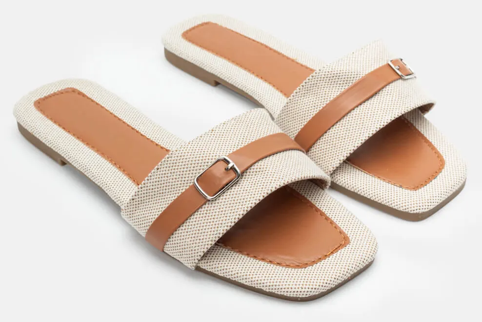 Σανδάλια Flat με Διακοσμητικό Λουράκι - Κάμελ