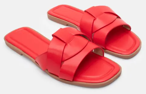 Flat Σανδάλια με Φάσα - Κόκκινο