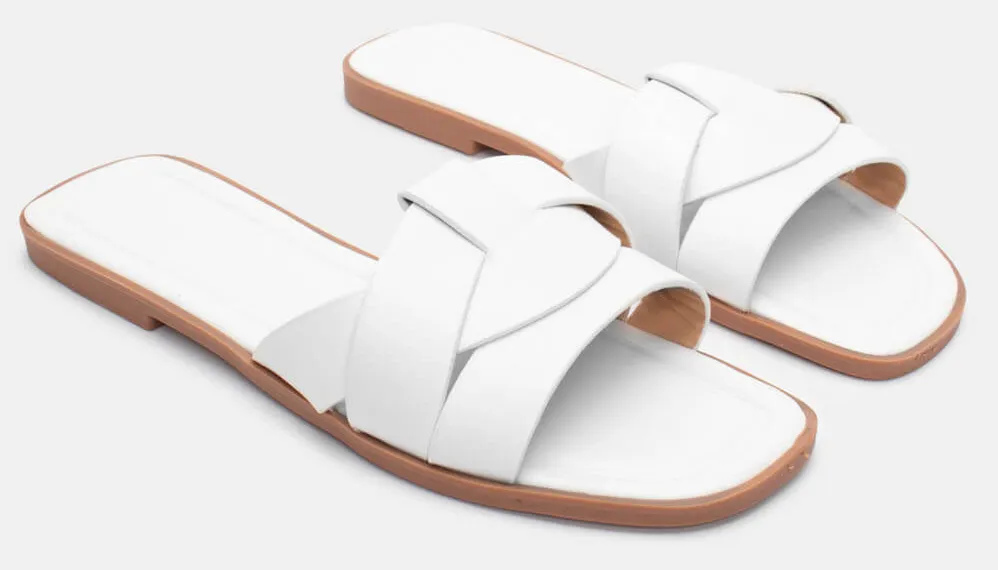 Flat Σανδάλια με Φάσα - Λευκό