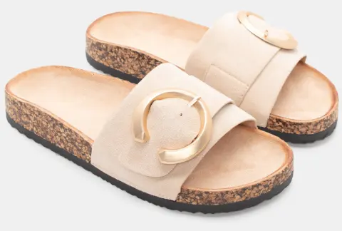 Σανδάλια Flatform με Διακοσμητικό Ζωνάκι & Τόκα - Μπεζ