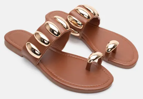 Flat Σανδάλια με Διακοσμητικό - Κάμελ