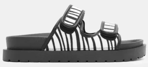 Σανδάλια Flatform με Λουράκια Scratch - Zebra Άσπρο-Μάυρο