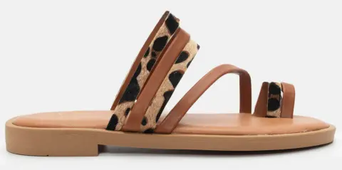 Flat Σανδάλια με Λεπτομέρεια Print - Animal Print