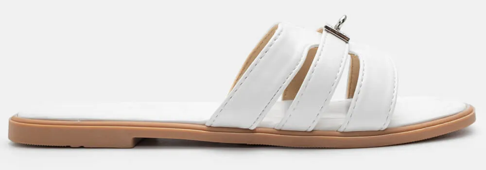 Flat Σανδάλια με Περίτεχνα Λουριά - Λευκό
