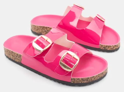 Σανδάλια Flatform με Διπλές Τόκες - Φούξια