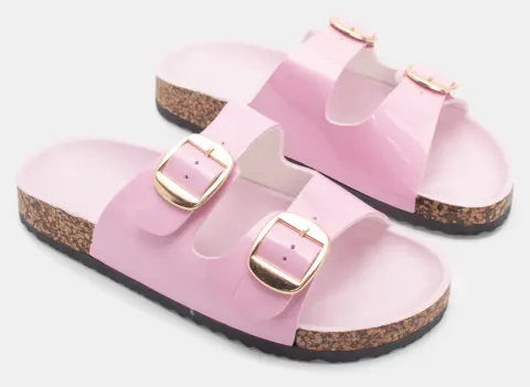 Σανδάλια Flatform με Διπλές Τόκες - Ροζ