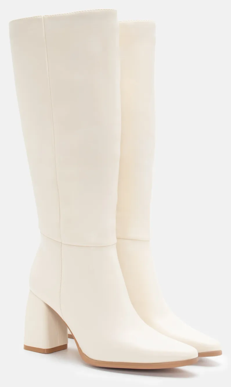 Μπότες Μυτερές Μονόχρωμες - Μπεζ