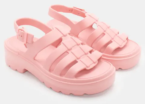 Σανδάλια Flatform με Τόκα - Ροζ