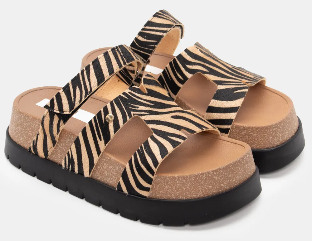 LUIGI DESIGN - Πλατφόρμες με Λουράκι Scratch - Zebra-Μπέζ