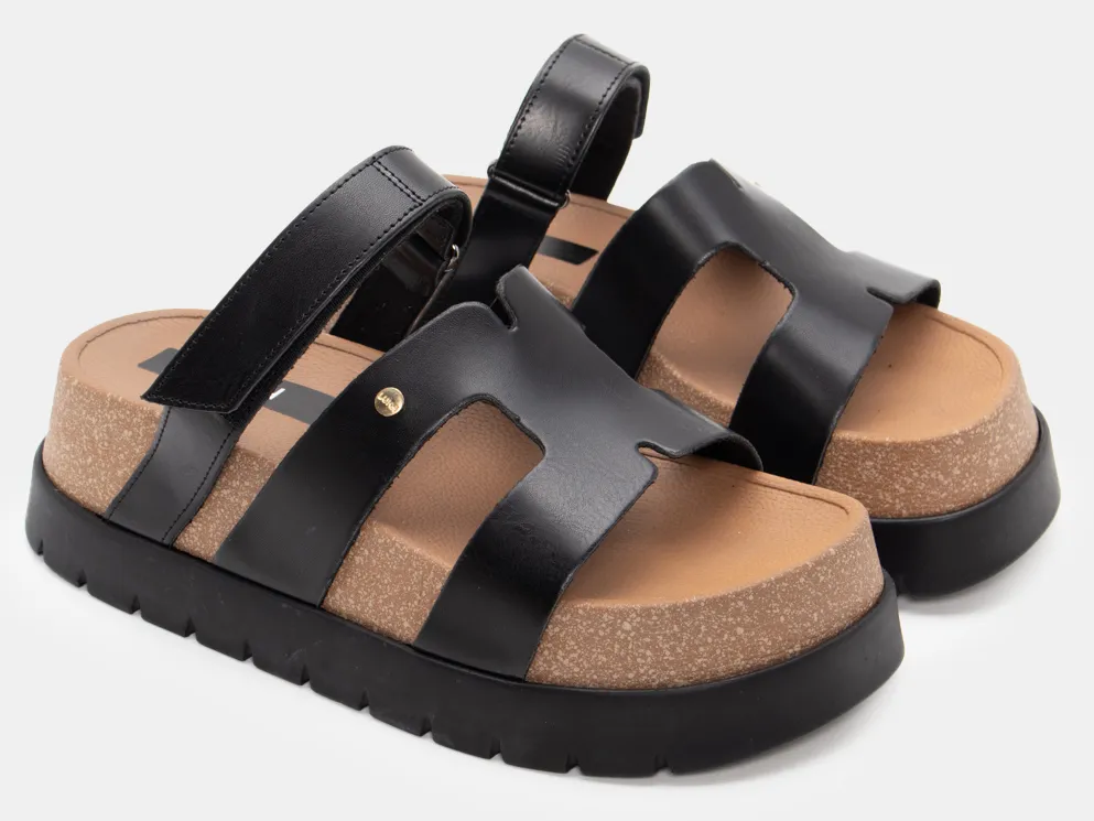 LUIGI DESIGN - Πλατφόρμες με Λουράκι Scratch - Μαύρο