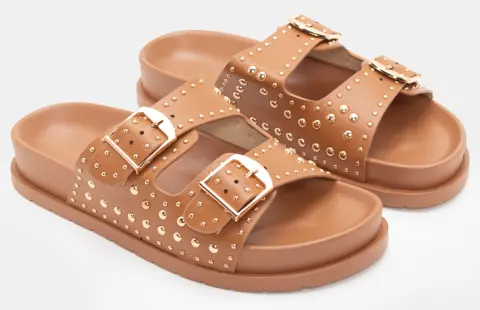 Σανδάλια Flatform με Τρουκς - Κάμελ