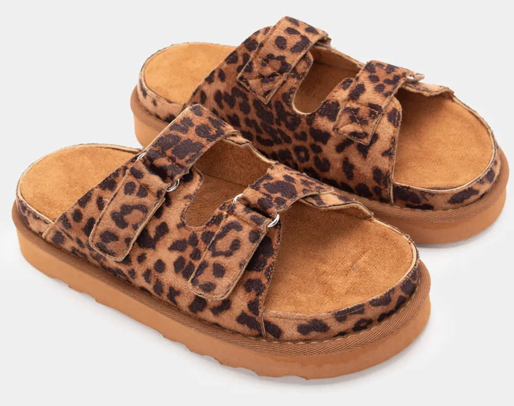 Σανδάλια Flatform με Λουράκια Scratch - Animal Print