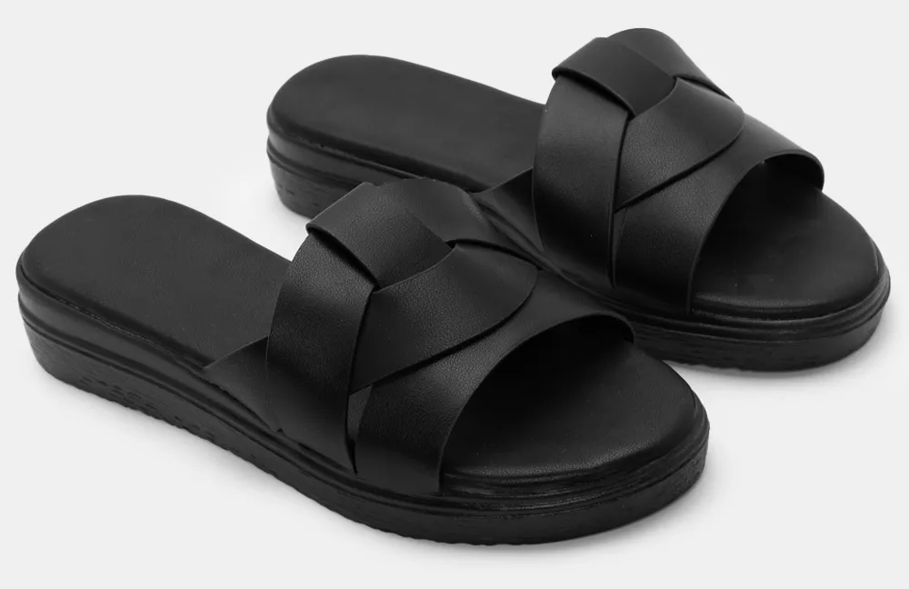 Σανδάλια Flatform με Φάσα - Μαύρο