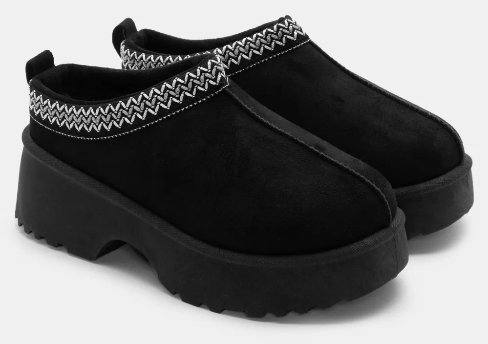 Clogs Σαμπό με Κέντημα - Μαύρο