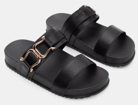 Σανδάλια Flatform με Διακοσμητικό Ζωνάκι - Μαύρο