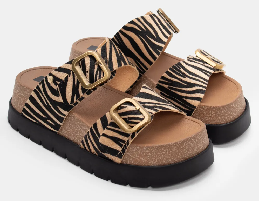 LUIGI DESIGN - Πλατφόρμες Flatform με Διπλή Φάσα - Zebra-Μπέζ
