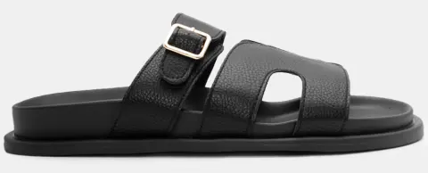 Σανδάλια Flatform με Ανοίγματα Στο Πλάι & Λουράκι - Μαύρο