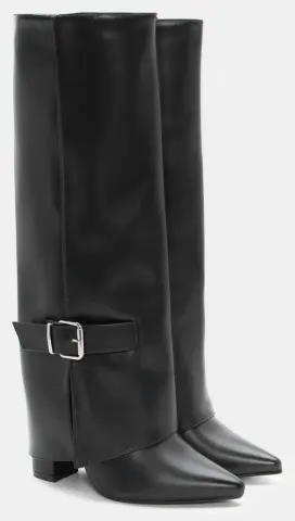 Μπότες με Εφέ Αναδιπλούμενης Φάσας & Διακοσμητικό Λουράκι - Μαύρο