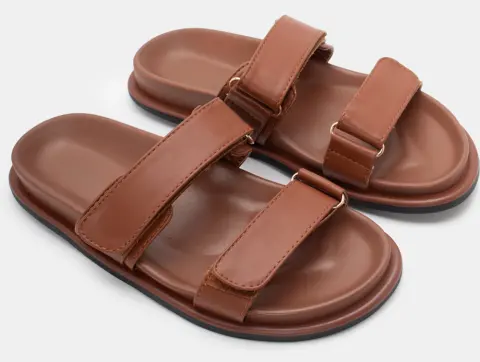 Σανδάλια Flatform με Λουράκια Scratch - Κάμελ