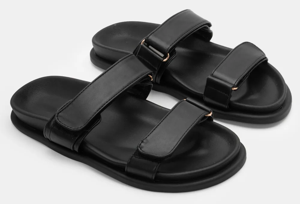 Σανδάλια Flatform με Λουράκια Scratch - Μαύρο