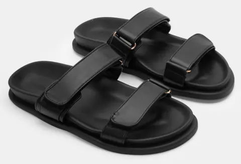 Σανδάλια Flatform με Λουράκια Scratch - Μαύρο