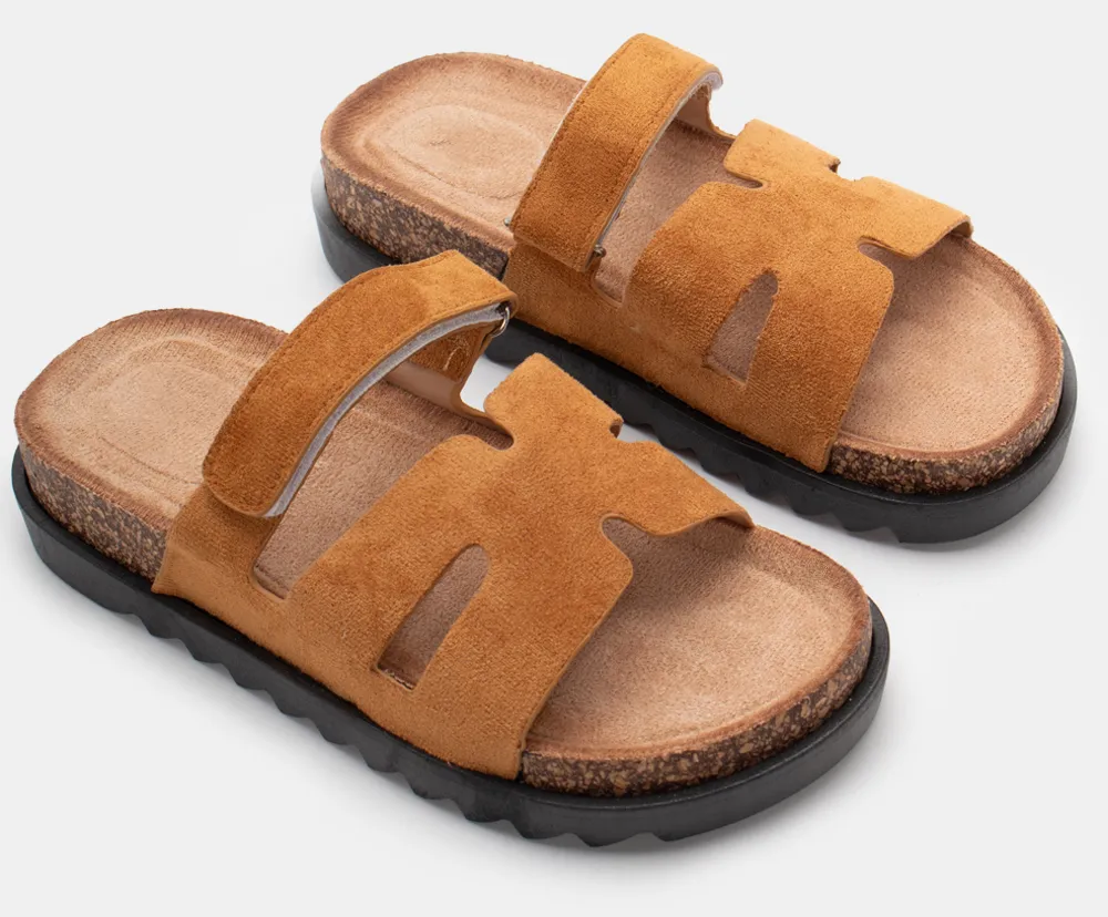 Σανδάλια Flatform με Λουράκι Scratch - Κάμελ