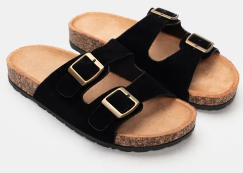 Σανδάλια Flatform με Διπλές Τόκες - Μαύρο