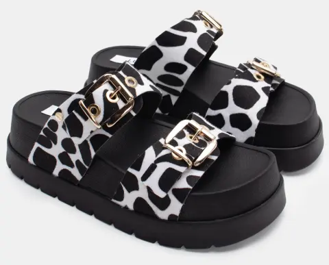 LUIGI DESIGN - Πλατφόρμες με Διπλές Τόκες - Άσπρο+Μαύρο