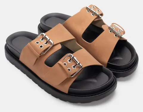 Σανδάλια Flatform με Λουράκια & Τόκες - Κάμελ