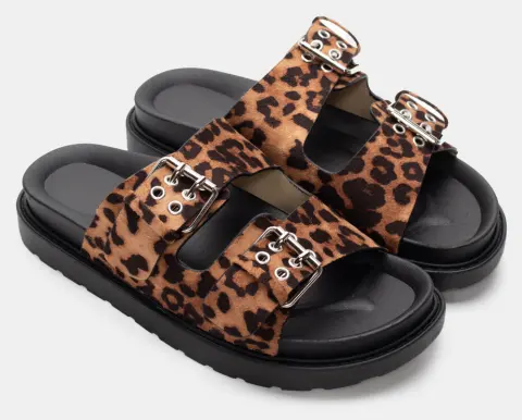 Σανδάλια Flatform με Λουράκια & Τόκες - Animal Print