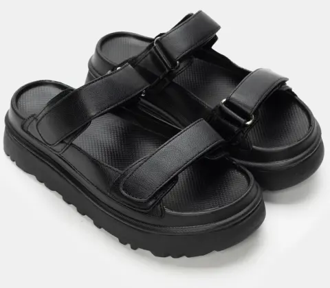 Σανδάλια Flatform με Λουράκια Scratch - Μαύρο