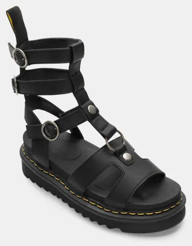 Σανδάλια Flatform με Λουράκια & Τόκες - Μαύρο