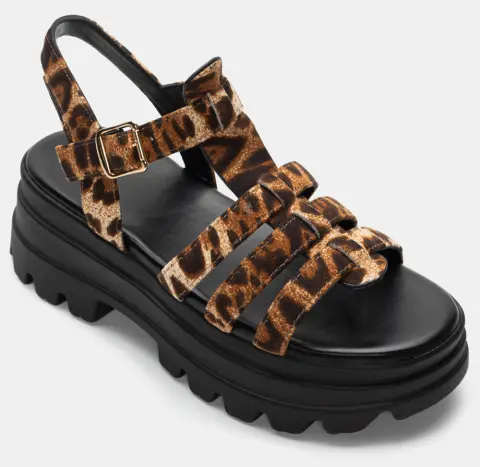 Σανδάλια Flatform με Πολλαπλά Λουράκια - Animal Print
