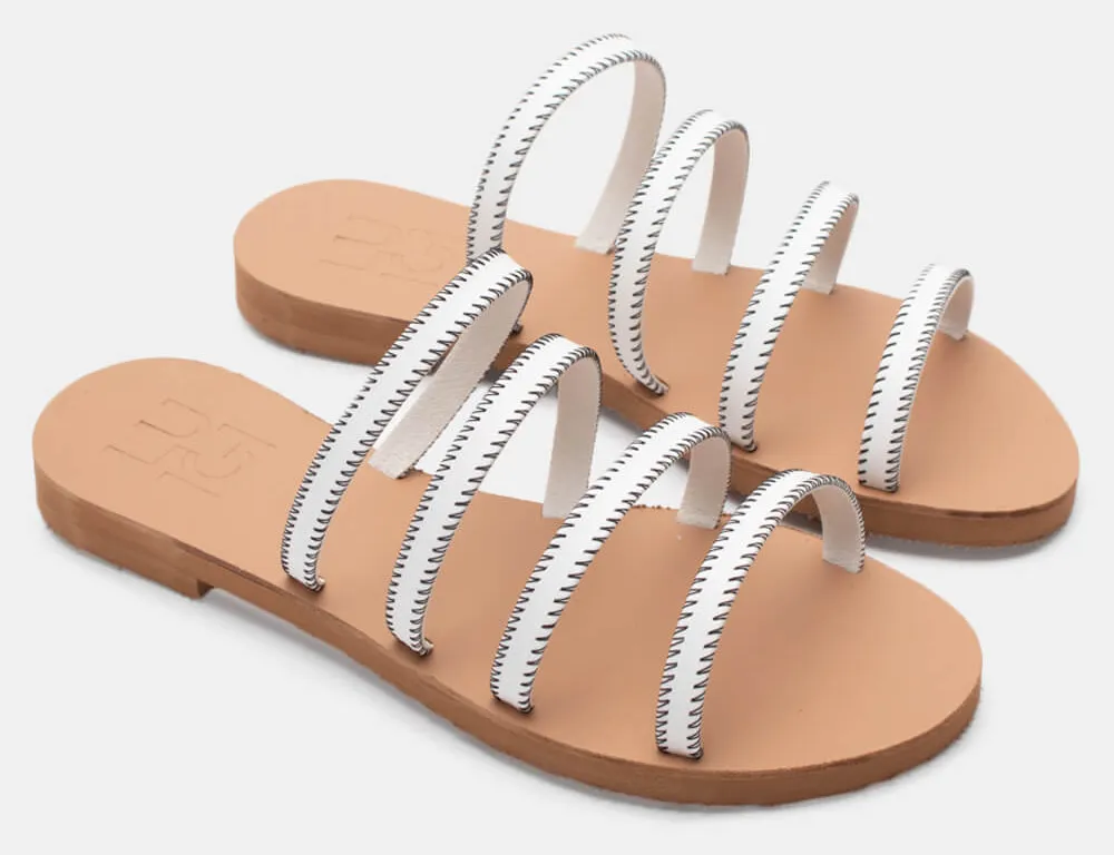 LUIGI DESIGN - Flat Σανδάλια με Πολλαπλά Λουράκια - Λευκό