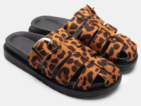 Σανδάλια Flatform με Πολλαπλά Λουράκια & Τόκα - Animal Print