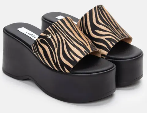 LUIGI DESIGN - Πλατφόρμες με Φαρδιά Φάσα - Zebra-Μπέζ