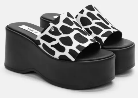 LUIGI DESIGN - Πλατφόρμες με Φαρδιά Φάσα - Άσπρο+Μαύρο