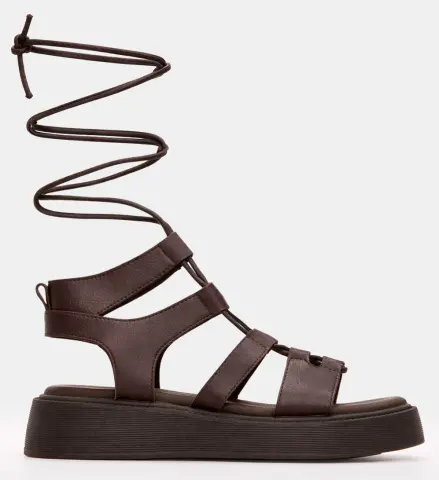 Σανδάλια Flatform Gladiator - Καφέ Σκούρο