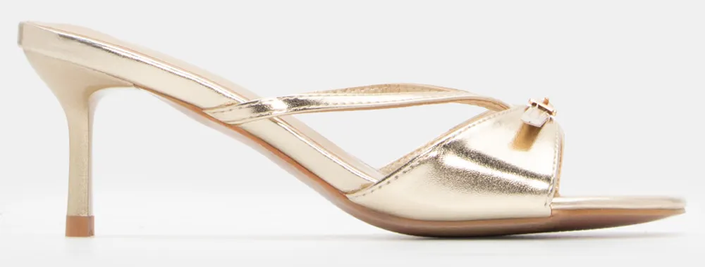 Mules με Λουράκια & Τόκα - Χρυσό