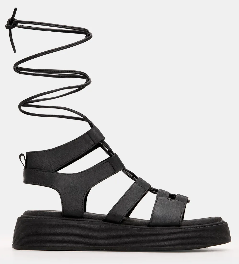 Σανδάλια Flatform Gladiator - Μαύρο